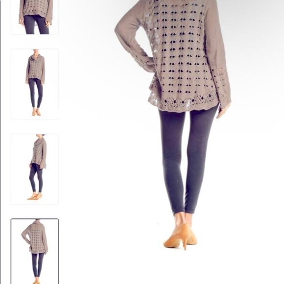 Nine West Sz M Tan Open Cable-knit Cowl Neck Sweater With Bell Sleeves Fairy - Picture 6 of 16